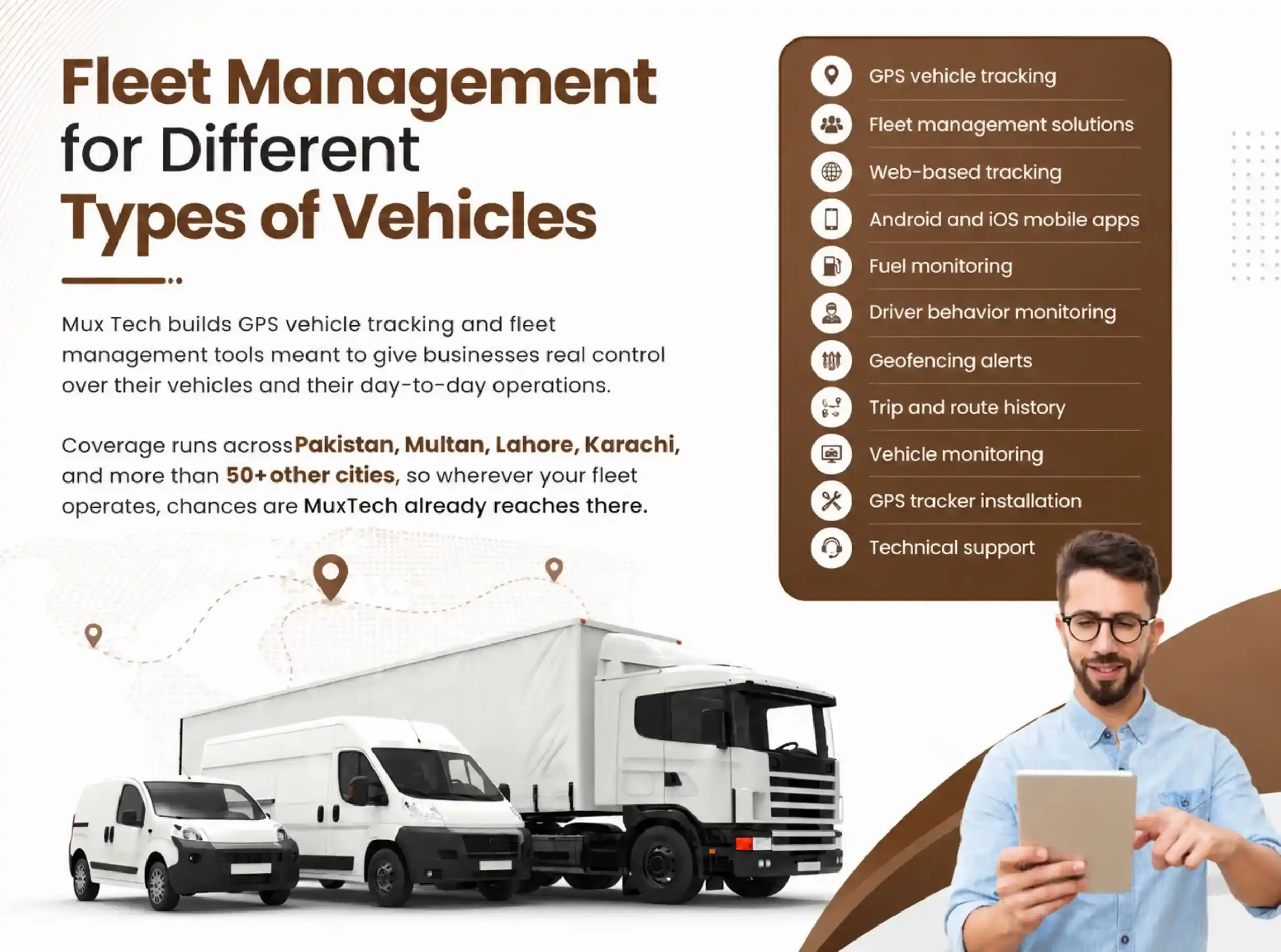 Fleet Management for Different Types of Vehicles